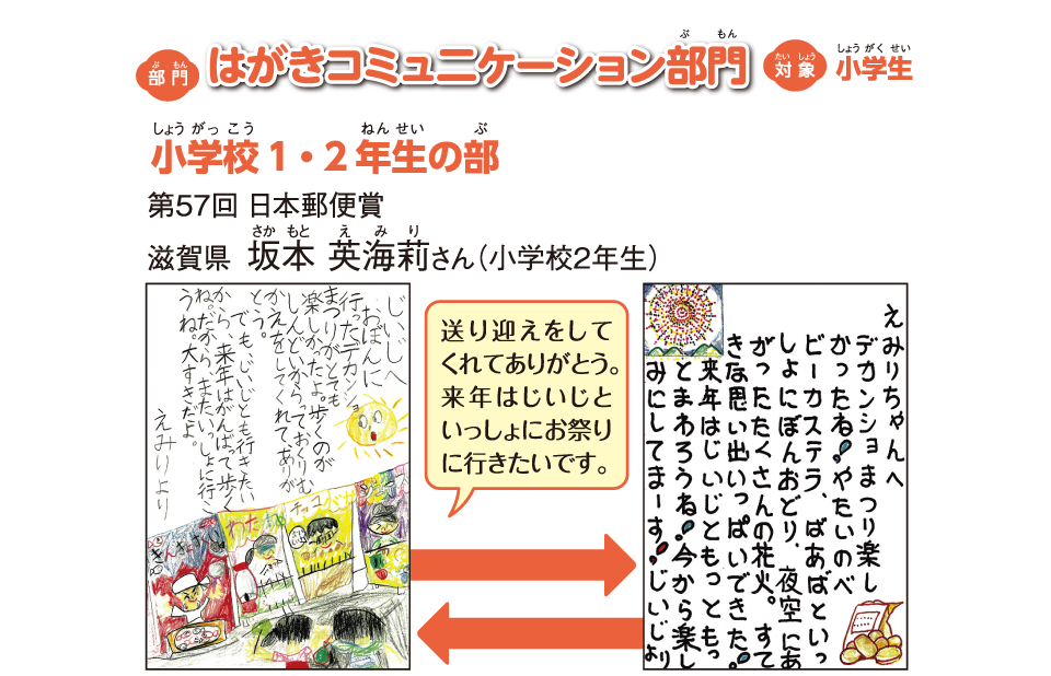 はがきコミュニケーション部門小学生１・２年生
